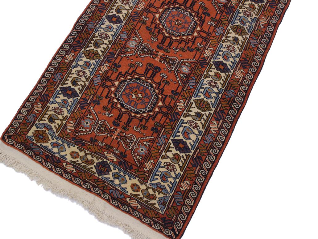 handmade Geometric Bokhara Rust Ivory Hand Knotted RUNNER 100% WOOL area rug 3x13