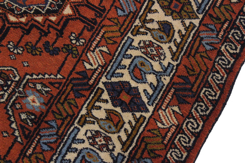 handmade Geometric Antique Sarook Rust Ivory Hand Knotted RUNNER 100% WOOL area rug 3x13