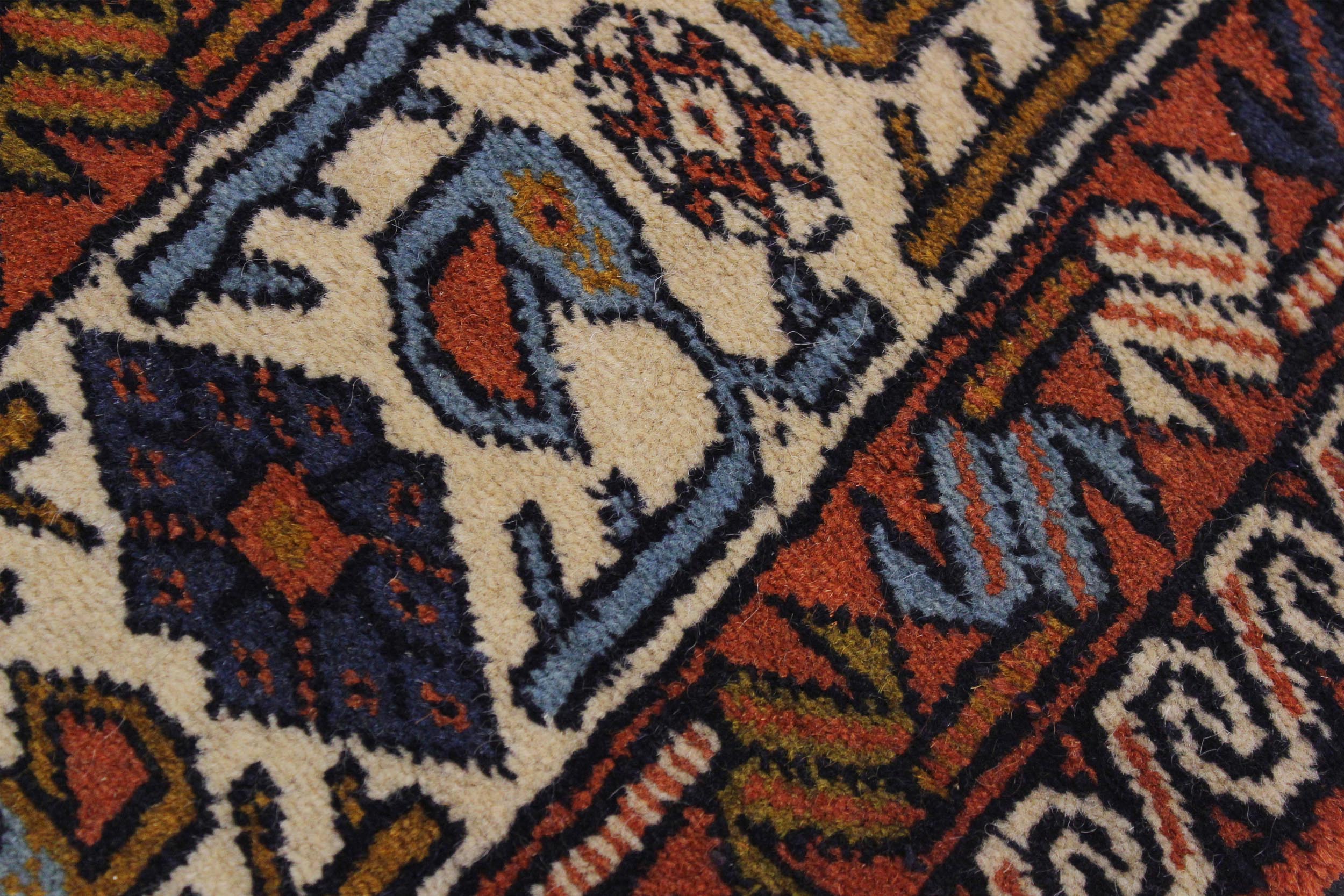 handmade Geometric Antique Sarook Rust Ivory Hand Knotted RUNNER 100% WOOL area rug 3x13