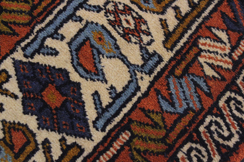 handmade Geometric Antique Sarook Rust Ivory Hand Knotted RUNNER 100% WOOL area rug 3x13