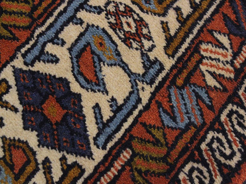 handmade Geometric Bokhara Rust Ivory Hand Knotted RUNNER 100% WOOL area rug 3x13