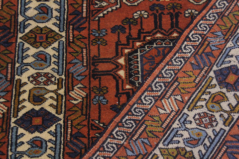 handmade Geometric Antique Sarook Rust Ivory Hand Knotted RUNNER 100% WOOL area rug 3x13