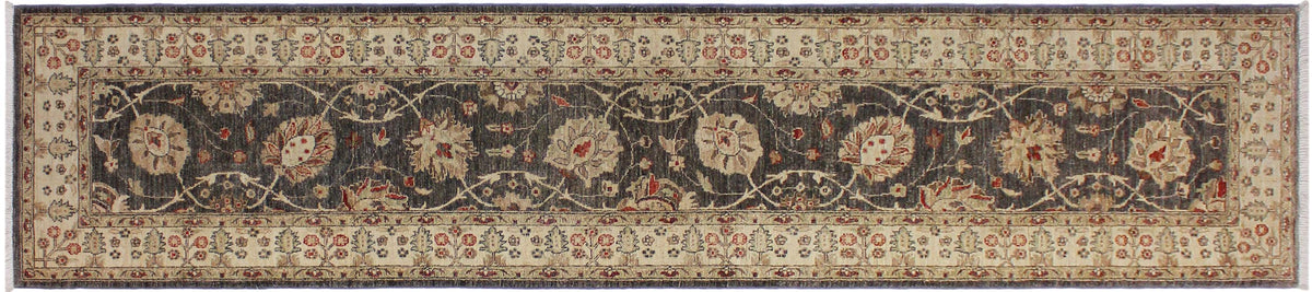 handmade Traditional Kafkaz Gray Beige Hand Knotted RUNNER 100% WOOL area rug 3' x 11'