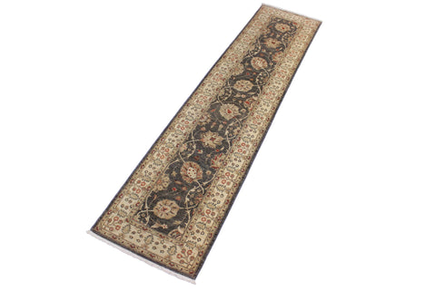 handmade Traditional Kafkaz Gray Beige Hand Knotted RUNNER 100% WOOL area rug 3' x 11'