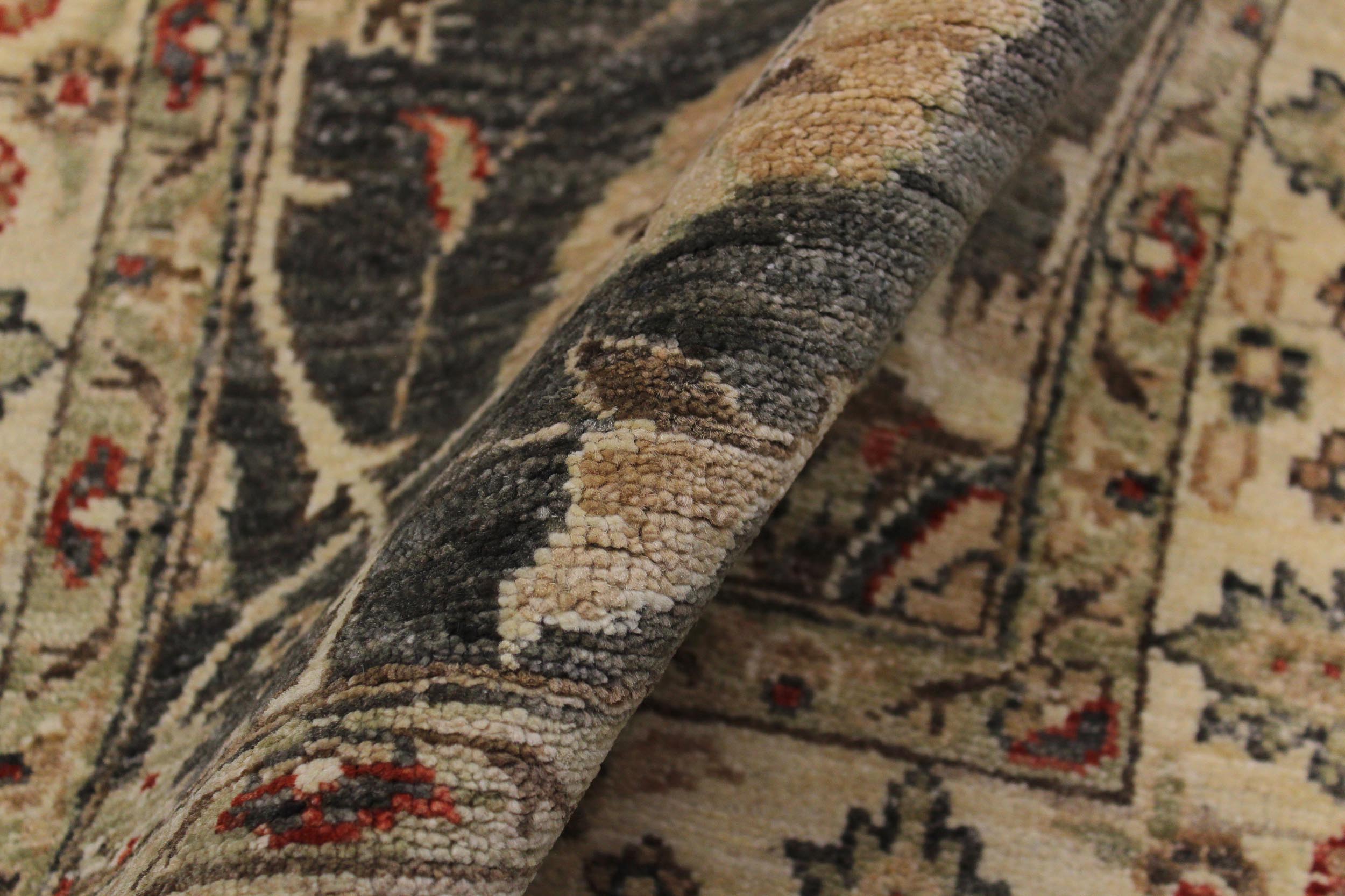 handmade Traditional Kafkaz Gray Beige Hand Knotted RUNNER 100% WOOL area rug 3' x 11'