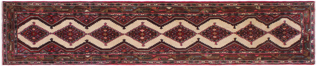 handmade Traditional Hamadan Red Lt. Brown Hand Knotted RUNNER 100% WOOL area rug 3 x 9
