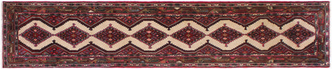 handmade Traditional Hamadan Red Lt. Brown Hand Knotted RUNNER 100% WOOL area rug 3 x 9