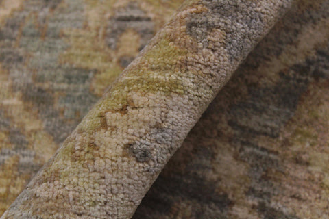 handmade Modern Kafkaz Gray Ivory Hand Knotted RUNNER 100% WOOL area rug 3' x 9'