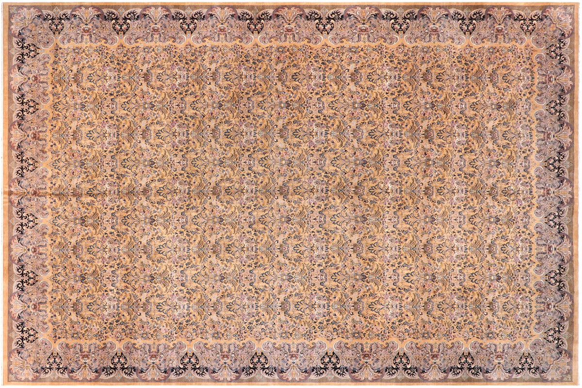 handmade Transitional Darbari Gold Gold Hand Knotted RECTANGLE 100% WOOL area rug 12x18