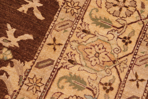 handmade Traditional Kafkaz Brown Tan Hand Knotted RECTANGLE 100% WOOL area rug 8' x 10'
