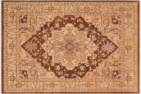 handmade Traditional Kafkaz Brown Tan Hand Knotted RECTANGLE 100% WOOL area rug 8' x 10'