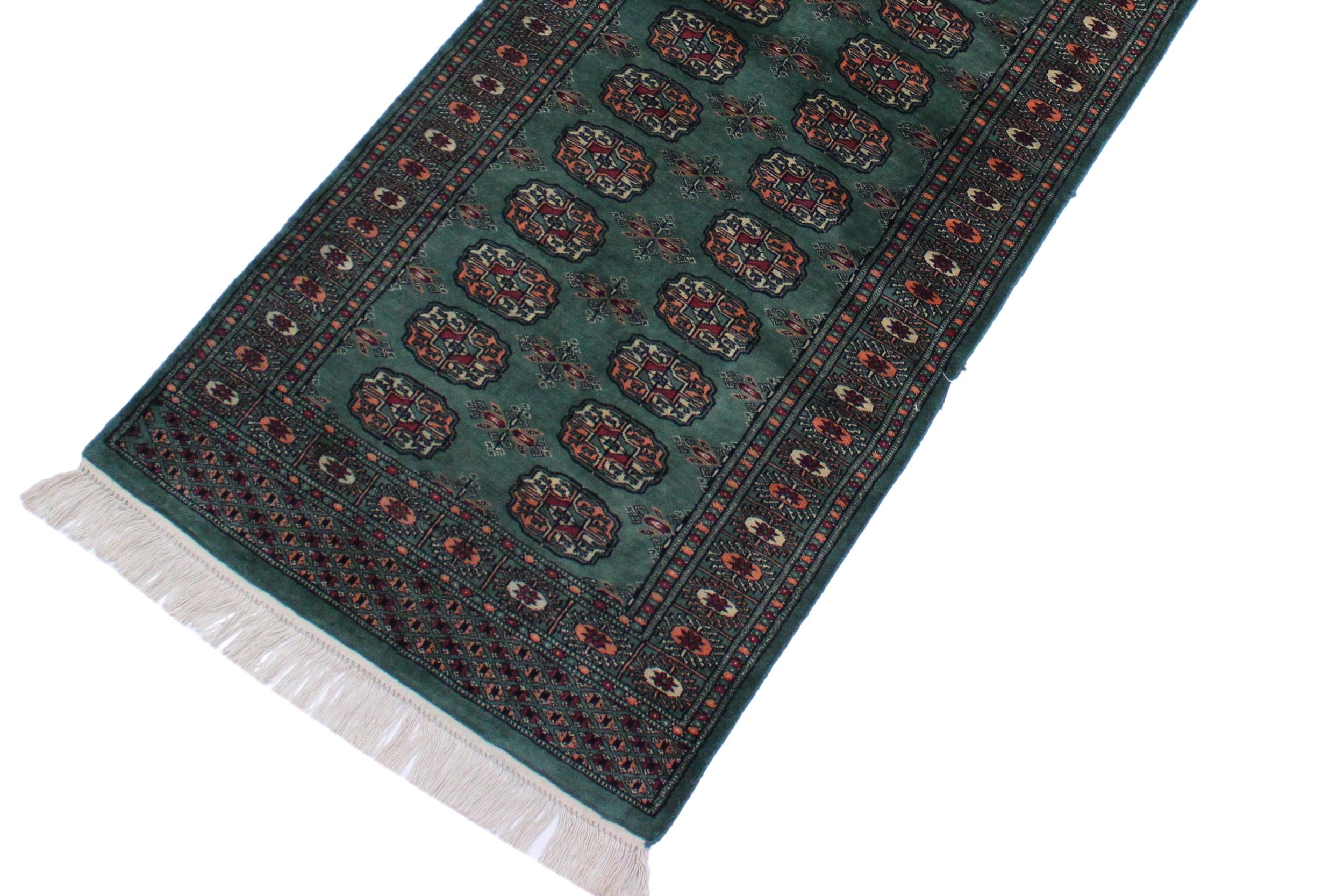 handmade Geometric Bokhara Lt. Green Black Hand Knotted RUNNER 100% WOOL area rug 3X12