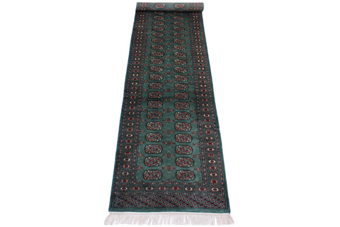 handmade Geometric Bokhara Lt. Green Black Hand Knotted RUNNER 100% WOOL area rug 3X12