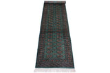 handmade Geometric Bokhara Lt. Green Black Hand Knotted RUNNER 100% WOOL area rug 3 x 12