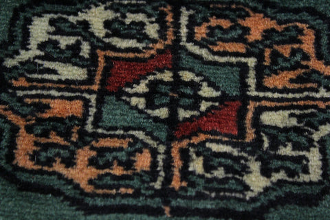 handmade Geometric Bokhara Lt. Green Black Hand Knotted RUNNER 100% WOOL area rug 3X12