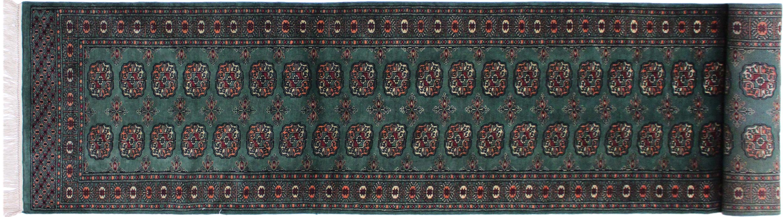 handmade Geometric Bokhara Lt. Green Black Hand Knotted RUNNER 100% WOOL area rug 3X12