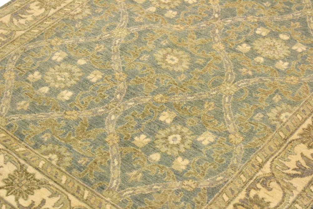 handmade Transitional Kafkaz Lt. Blue Ivory Hand Knotted RECTANGLE 100% WOOL area rug 4X6