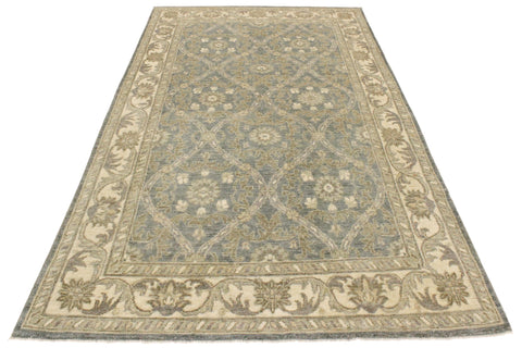handmade Transitional Kafkaz Lt. Blue Ivory Hand Knotted RECTANGLE 100% WOOL area rug 4' x 6'
