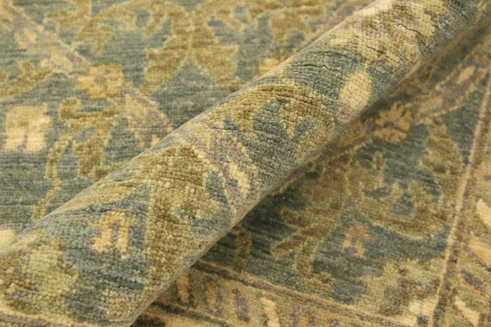 handmade Transitional Kafkaz Lt. Blue Ivory Hand Knotted RECTANGLE 100% WOOL area rug 4X6