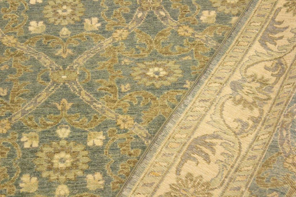 handmade Transitional Kafkaz Lt. Blue Ivory Hand Knotted RECTANGLE 100% WOOL area rug 4X6