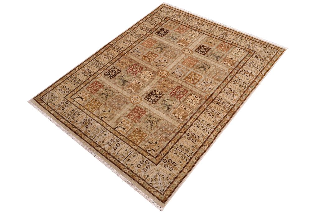 handmade Traditional Design Tan Gold Hand Knotted RECTANGLE 100% WOOL area rug 4'X6'