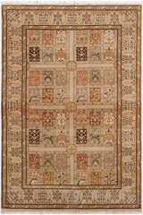handmade Traditional Design Tan Gold Hand Knotted RECTANGLE 100% WOOL area rug 4'X6'