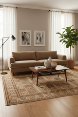 Turkish Knotted Istanbul Jannet Tan/Gold Wool Rug - 4'2''X6'2''