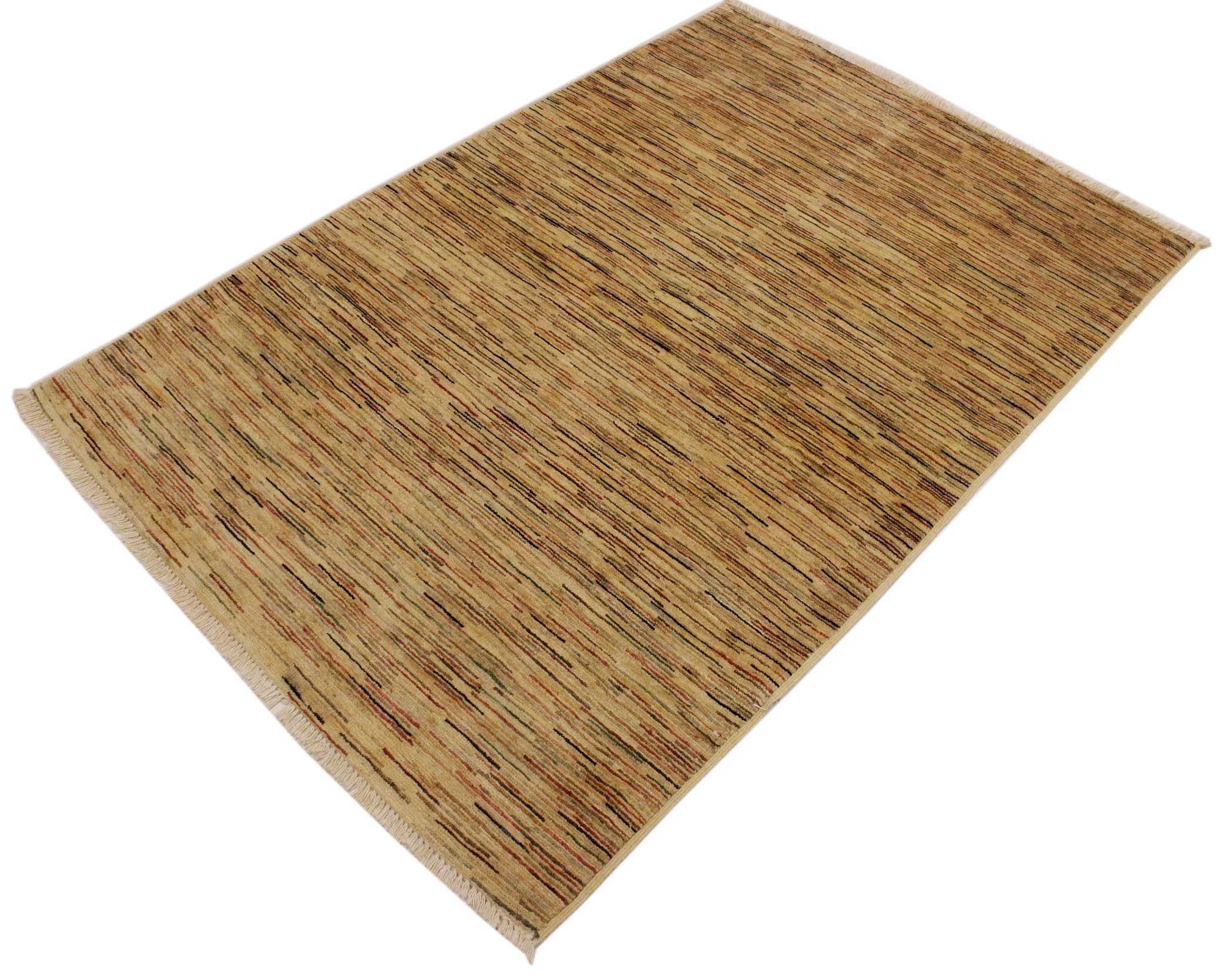 handmade Modern Gabbeh Beige Rust Hand Knotted RECTANGLE 100% WOOL area rug 4' x 6'