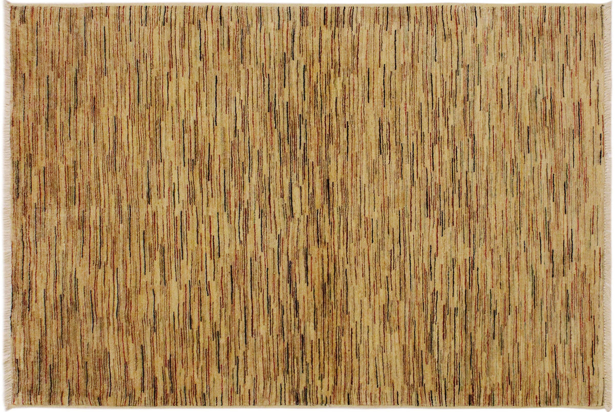 handmade Modern Gabbeh Beige Rust Hand Knotted RECTANGLE 100% WOOL area rug 4' x 6'