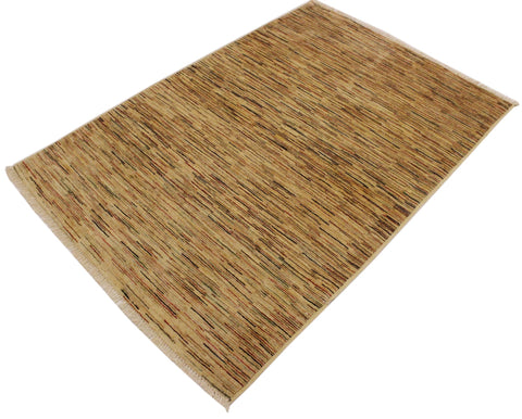 handmade Modern Gabbeh Beige Rust Hand Knotted RECTANGLE 100% WOOL area rug 4' x 6'