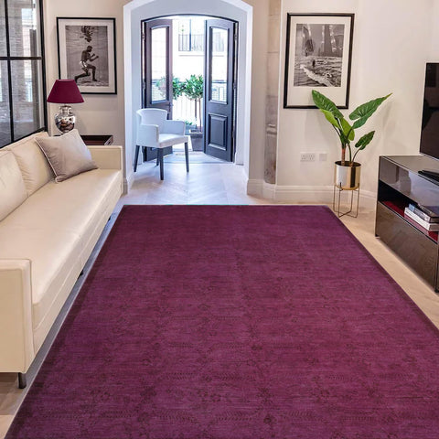 handmade Over Dyed Over Dyed Purple Purple Hand Knotted RECTANGLE 100% WOOL area rug 10' x 14'