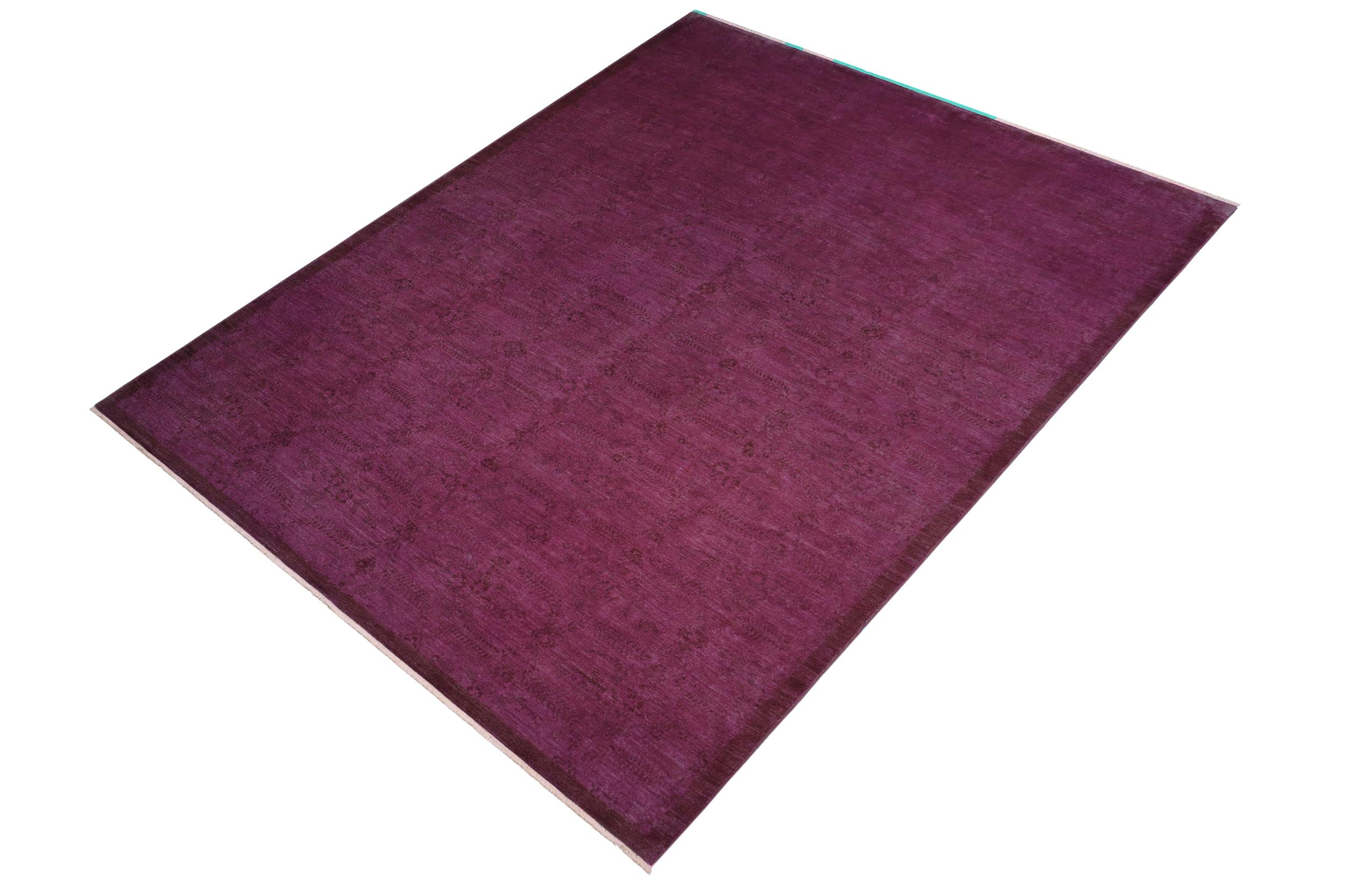 handmade Over Dyed Over Dyed Purple Purple Hand Knotted RECTANGLE 100% WOOL area rug 10' x 14'