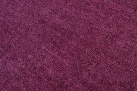 handmade Over Dyed Over Dyed Purple Purple Hand Knotted RECTANGLE 100% WOOL area rug 10' x 14'