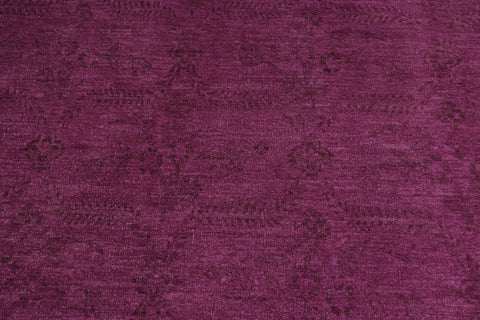 handmade Over Dyed Over Dyed Purple Purple Hand Knotted RECTANGLE 100% WOOL area rug 10' x 14'