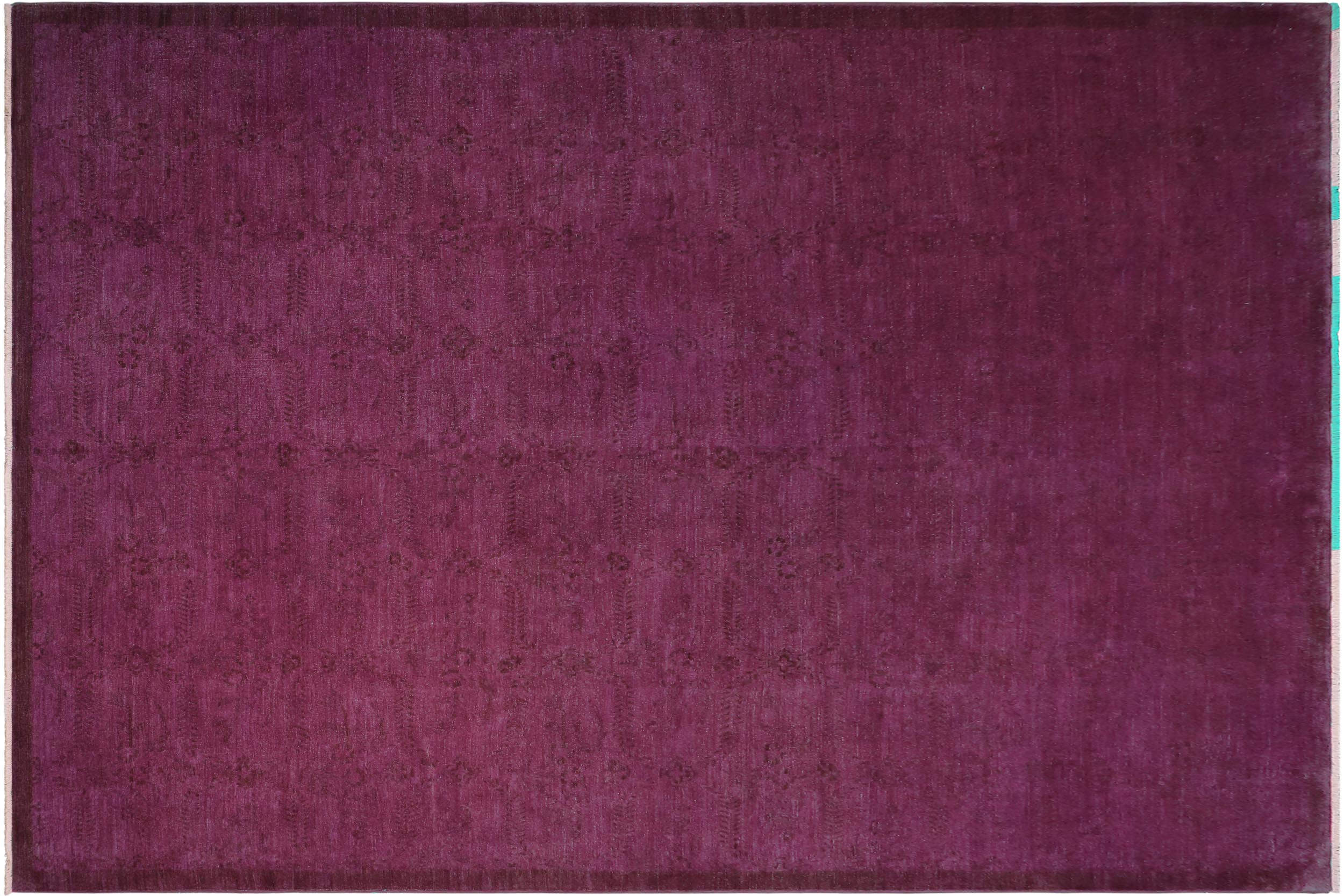 handmade Over Dyed Over Dyed Purple Purple Hand Knotted RECTANGLE 100% WOOL area rug 10' x 14'