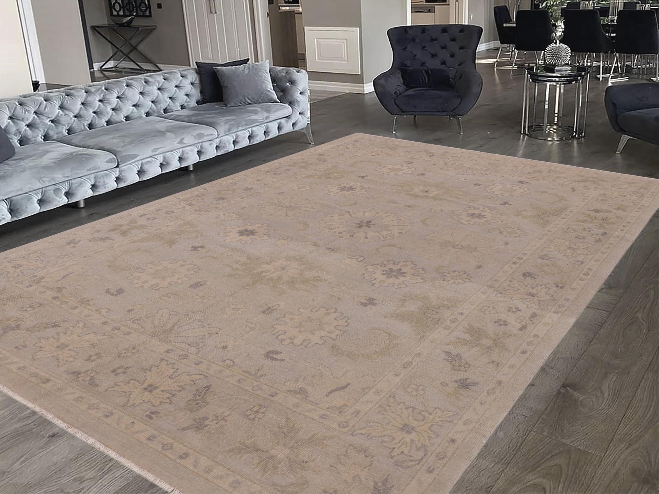 handmade Traditional Kafkaz Gray Beige Hand Knotted RECTANGLE 100% WOOL area rug 9' x 12'