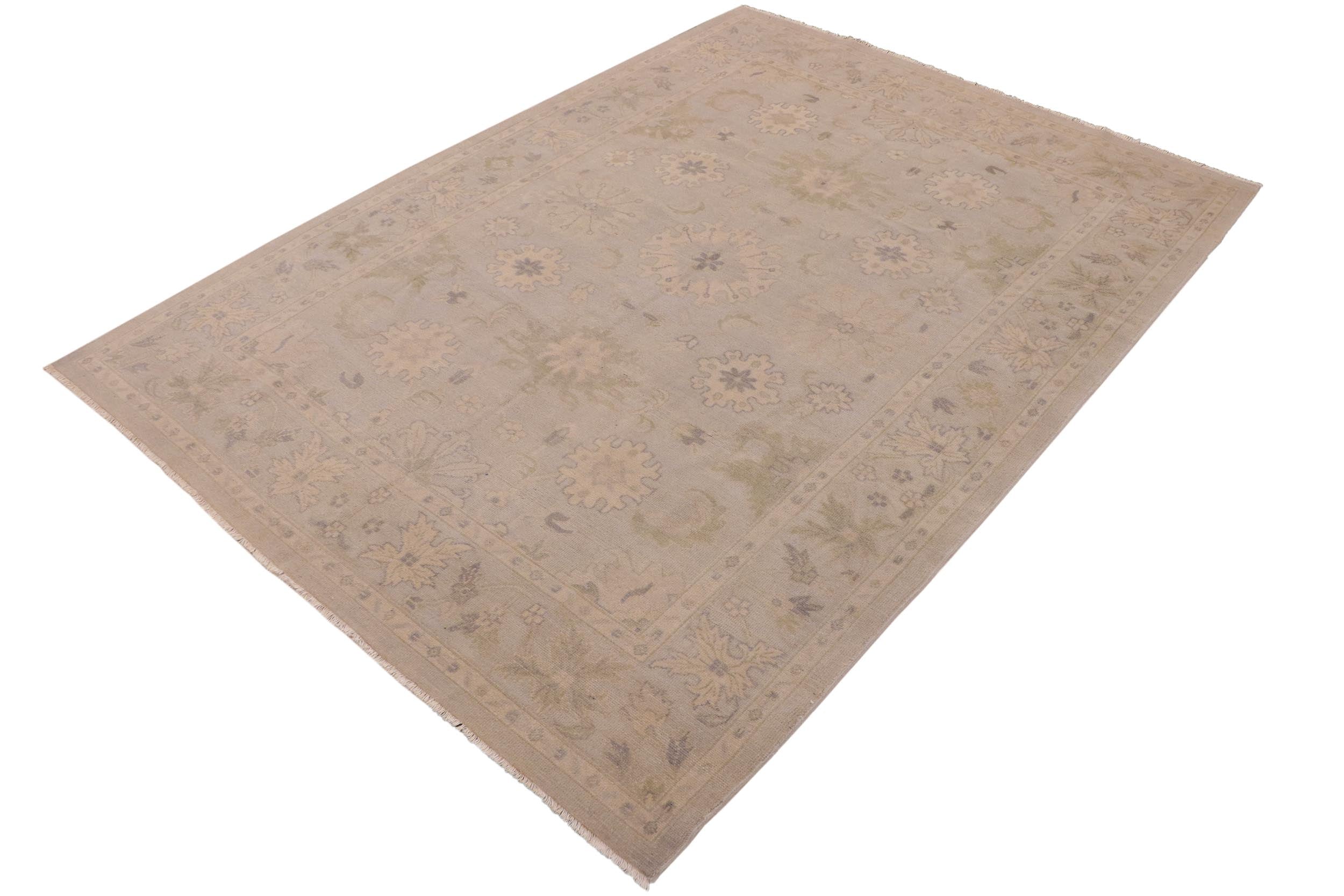 handmade Traditional Kafkaz Gray Beige Hand Knotted RECTANGLE 100% WOOL area rug 9' x 12'