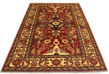 handmade Geometric Super Kazak Red Gold Hand Knotted RECTANGLE 100% WOOL area rug 4 x 6