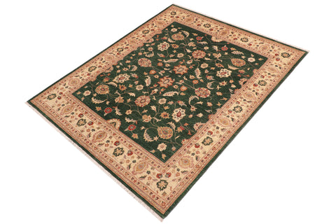 handmade Traditional Kafkaz Green Beige Hand Knotted RECTANGLE 100% WOOL area rug 8x10