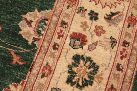 handmade Traditional Kafkaz Green Beige Hand Knotted RECTANGLE 100% WOOL area rug 8x10