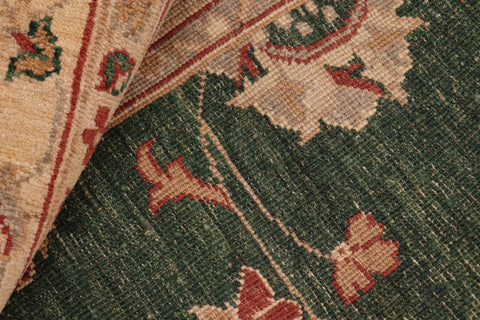 handmade Traditional Kafkaz Green Beige Hand Knotted RECTANGLE 100% WOOL area rug 8x10