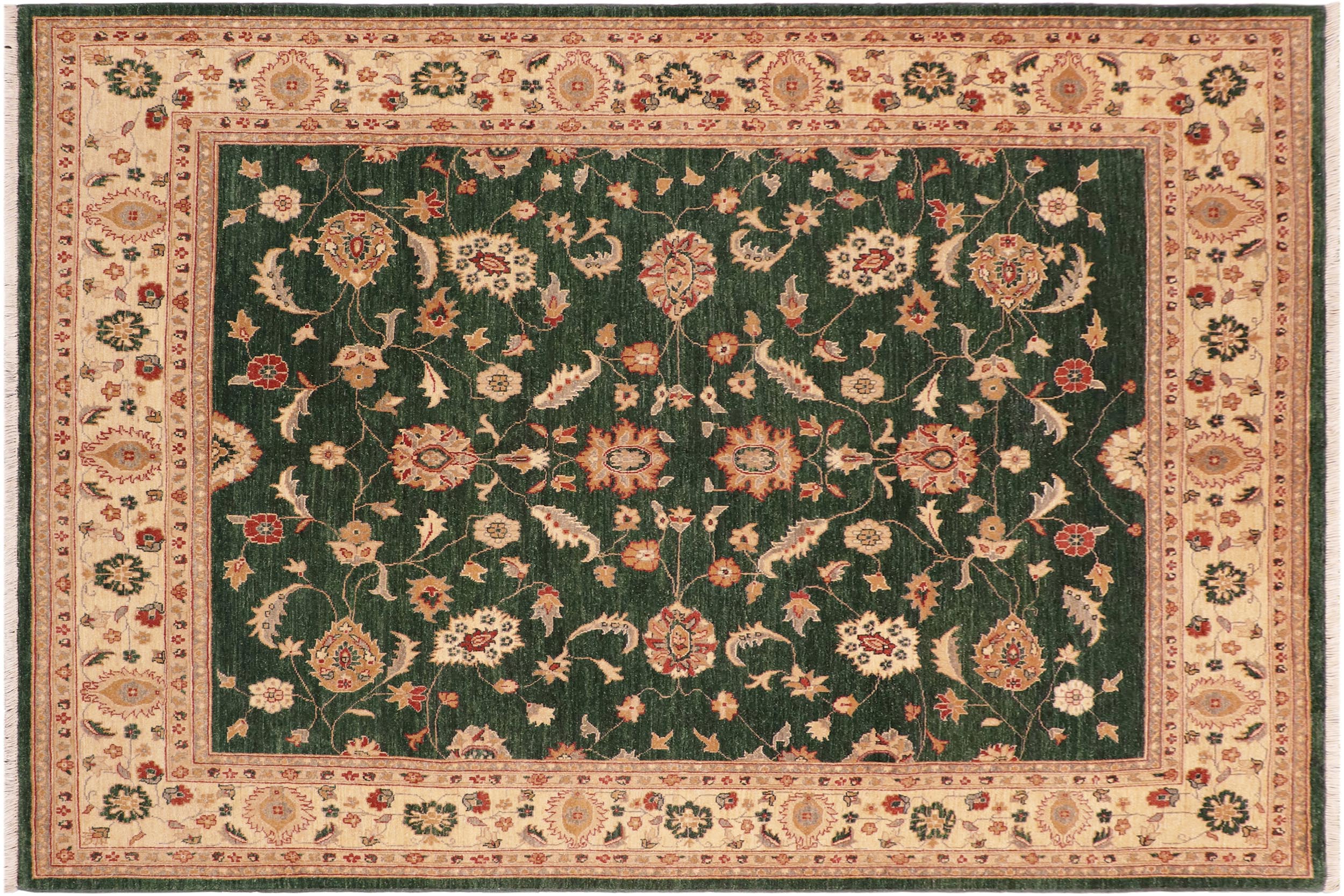 handmade Traditional Kafkaz Green Beige Hand Knotted RECTANGLE 100% WOOL area rug 8x10