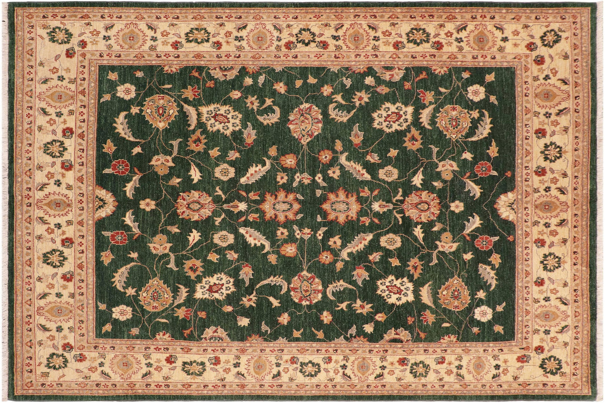 handmade Traditional Kafkaz Green Beige Hand Knotted RECTANGLE 100% WOOL area rug 8x10