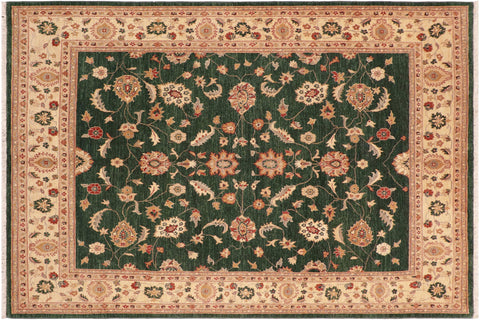 handmade Traditional Kafkaz Green Beige Hand Knotted RECTANGLE 100% WOOL area rug 8x10
