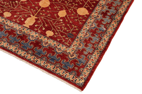 handmade Geometric Super Kazak Red Blue Hand Knotted RECTANGLE 100% WOOL area rug 7' x 10'
