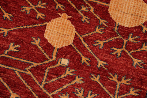 handmade Geometric Super Kazak Red Blue Hand Knotted RECTANGLE 100% WOOL area rug 7' x 10'