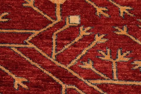 handmade Geometric Super Kazak Red Blue Hand Knotted RECTANGLE 100% WOOL area rug 7' x 10'