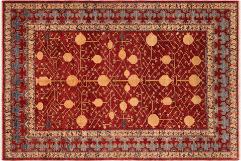 handmade Geometric Super Kazak Red Blue Hand Knotted RECTANGLE 100% WOOL area rug 7' x 10'