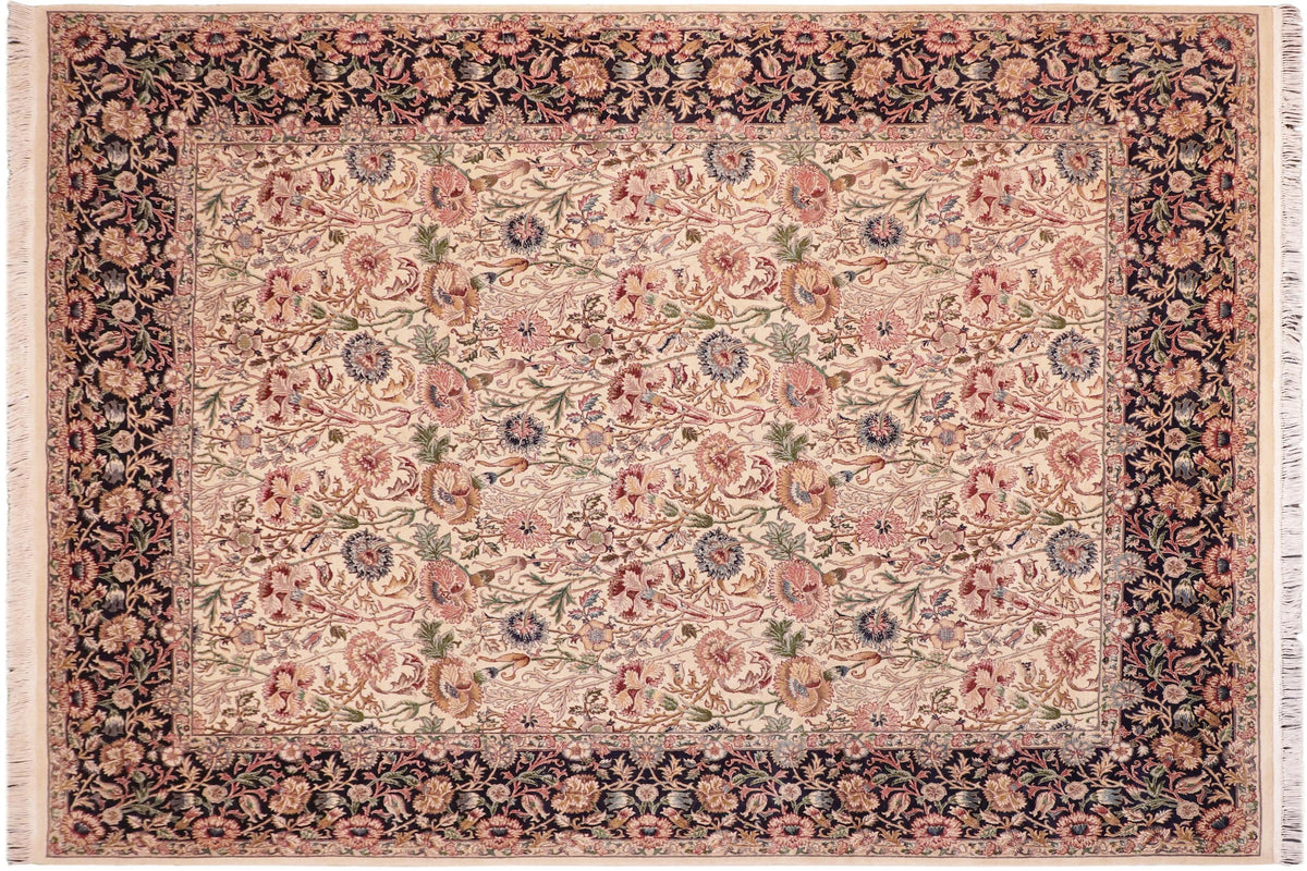 handmade Transitional Irfan Beige Blue Hand Knotted RECTANGLE 100% WOOL area rug 8x10
