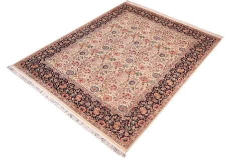 handmade Transitional Irfan Beige Blue Hand Knotted RECTANGLE 100% WOOL area rug 8x10